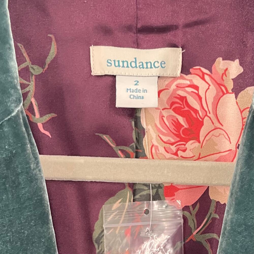 NWOT Sundance Beau Blazer Emerald Green Velvet 2 - Picture 5 of 7